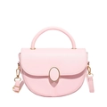 Borsa a sella rosa in pelle PU opaca con fibbia dorata e tracolla rimovibile inclusa - Rosa
