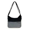 Black and white contrast messenger bag with large transparent window for pins and badges - Black