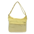 Fashionable clear yellow nylon crossbody bag with transparent front pocket and strap - Yellow