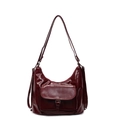 Sac à dos fourre-tout chic en cuir verni bordeaux pour femme avec finition brillante et sangle - Bordeaux