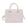 Sac à bandoulière en cuir blanc gaufré avec motifs floraux et bandoulière réglable - Blanc