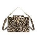 Fashionable leopard print shoulder bag with gold V buckle and adjustable strap - Yellow