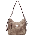 Bolso tote retro caqui con textura en contraste y diseño de múltiples correas para bandolera - Marrón