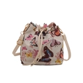 Minimalist bucket tote bag with colorful butterfly prints and adjustable strap for women - Multicolor Butterfly