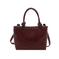 Deep red shiny leather crossbody bag with knot handles and rectangular silhouette - Red