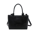 Classic black square tote bag in glossy synthetic leather with knotted handle detail - Black