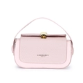 Elegant light pink box handbag with shell-shaped gold buckle and crossbody strap - Pink