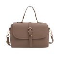 Litchi pattern crossbody bag for women in dark coffee brown with gold hardware - Khaki