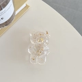 Detailansicht der transparenten Bären-Handyhalterung mit Goldfolie auf weißem Untergrund - Weiß (Goldfolie Transparenter Bär)