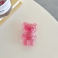 Rosafarbener Bären-Handygriff mit Goldfolie und funkelndem Harz-Finish für Handys - Rosa (Goldfolie Transparenter Bär)