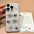 Detail der iPhone-Hülle mit 3D-Fischsternen und Silberfolien-Glitzer-Akzenten - Gepunktete Katze Fisch (Kristall-Epoxid-Silberfolie) / iPhone 7/8/SE 2020
