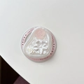 Macro view of heart-shaped magnetic phone grip with relief floral pearl resin design - Pink White Rose (Magnetic)