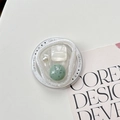 Détail du support de téléphone magnétique avec perles, strass et nacre poli - Série Verte Rétro - Carré Moucheté Vert