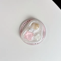 Macro detail of magnetic phone grip featuring faux pearl, resin rose and marble accents - Rendered Pink Square (Magnetic)