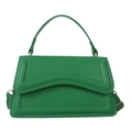 Chic green handbag with wavy flap design and top handle for hand or crossbody carry - Green