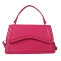 Magenta matte leather handbag with wave textured cover and gold hardware accents - Rose Red
