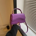 Purple minimalist handbag with smooth leather texture and adjustable shoulder strap - Purple