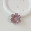 Purple flower phone socket with gold trim and crystal center for grip support - Transparent Stand - Shell Flower - Purple Gold