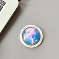 Close-up of a circular magnetic phone holder with a purple starry galaxy nebula pattern - Magnetic Starry Sky Pattern 7