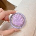 Detail of purple shell MagSafe phone grip with Gift For You print and glitter finish - Glitter Jelly Seashell / Purple