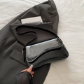 Classic black crocodile pattern patent leather shoulder bag with gold metal buckle - Black without Pendant