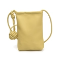 Minimalist pale green pebbled leather crossbody mobile phone bag with side knots - Yellow