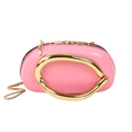 Pink capsule shoulder bag with curved gold handle and delicate metal chain strap - Pink