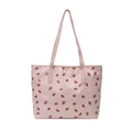 Pink tote bag for women with strawberry pattern and large capacity for daily commute - Strawberry Print (Style 3)