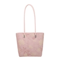 Elegante blassrosa Tragetasche mit gelbem Blumenmuster und silbernen Schnallen - Rosa