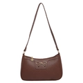 Braune Baguette-Tasche aus PU mit Litschi-Maserung, goldener Schleife und Anhänger - Braun