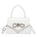 Witte crossbodytas met krokodillenmotief en een fonkelende strass strik gesp detail - Wit