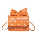 Mini orange polka dot crossbody bag for girls with a large bow and shoulder strap - Orange