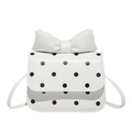Chic girls white crossbody bag with black polka dots and large 3D bow decoration - White