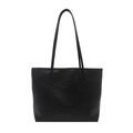 Minimalist black tote bag with long shoulder straps and central fashion embossed texture - Black