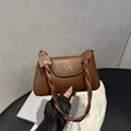 Sac à bandoulière marron en similicuir avec nœud argenté et anse tissée pour femmes - Marron