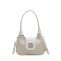 Bolso de mano blanco con relieve de cocodrilo, logo M dorado y correa ajustable - Blanco