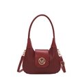 Bolso bandolera rojo tejido de estilo retro con logo M dorado y forma de montura - Rojo