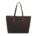 Classic brown monogram large tote bag with top handles and gold hardware details - Brown