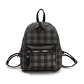 Mini zaino stile collegiale a quadretti con accenti in pelle nera e spalline - Nero