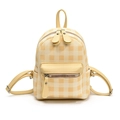 Mini zaino con motivo a scacchi giallo e beige e struttura con tasche multiple - Giallo