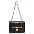 Bolso chic negro con diseño de cocodrilo, cierre de corazón dorado y asa de cadena - Negro