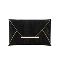Elegante pochette nera a busta con trama a serpente e dettagli in metallo dorato - Nero