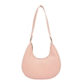 Elegante bolso de media luna rosa con textura de lichi y correa de hombro ajustable - Rosa