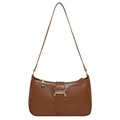 Borsa a spalla vintage in pelle marrone con fibbia dorata e design minimalista chic - Marrone