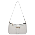 Schicke hellgraue quadratische Schultertasche mit Vintage-Goldschnalle im Design - Grau