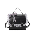 Mini zaino nero in stile Lolita con bordo in pizzo bianco e fiocco rosa carino - Borsa Singola / Nero