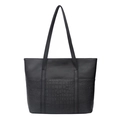 Minimalist black tote bag with croc-embossed texture and long shoulder straps - Marble Pattern
