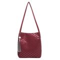 Schultertasche in Burgund mit Monogramm-Muster und grauer Quasten-Verzierung - Rot
