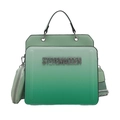 Green gradient crossbody handbag with metal logo and matching small coin purse - Green