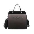 Grey ombre crossbody bag with Steve Madden metal logo, wide strap, and coin purse - Black
